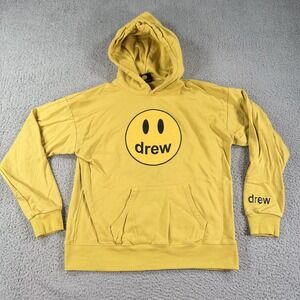 Drew House Hoodie‎ Mens Medium Yellow Smiley Face Pullover Sweatshirt Streetwear